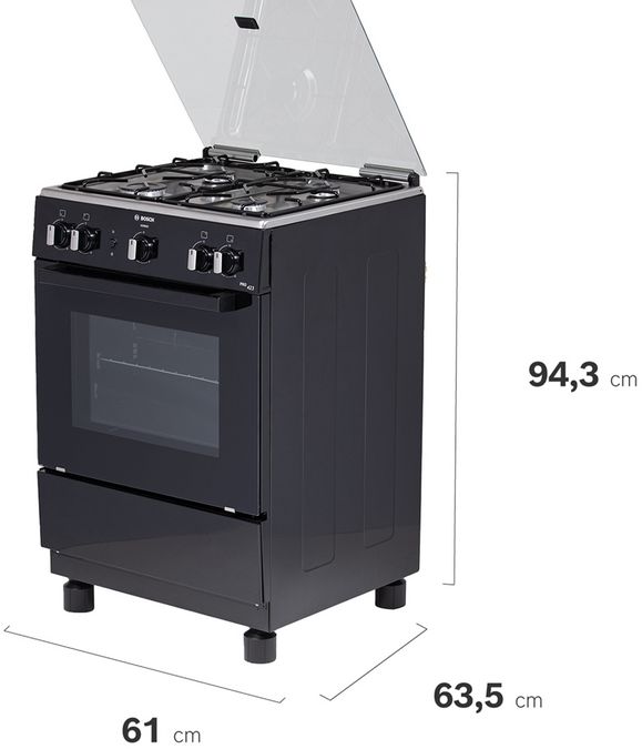 Serie 2 Cocina de gas de libre instalación PRO423 NG Negro HSG18N21SE HSG18N21SE-6