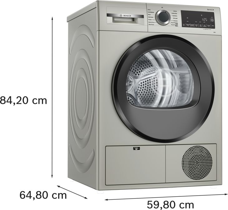 Series 4 heat pump tumble dryer 9 kg Silver inox WQG24108IN WQG24108IN-5