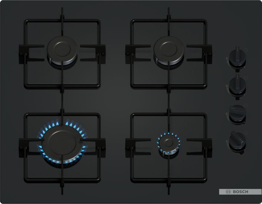 Serie 2 Placa de gas 60 cm Vidrio templado, Negro POP6B6K30 POP6B6K30-1