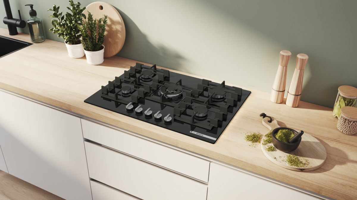 Serie 6 Placa de gas 75 cm Vidrio templado, Negro PPQ7A6I40 PPQ7A6I40-4