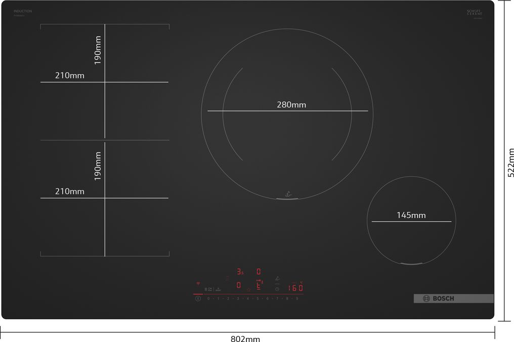 Serie 6 Placa de inducción 80 cm Negro mate, sin perfiles PVS81AHC1E PVS81AHC1E-4