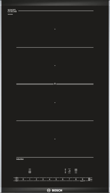 Serie 6 Placa dominó, induccion 30 cm Negro, con perfiles  PIV375N17E PIV375N17E-1
