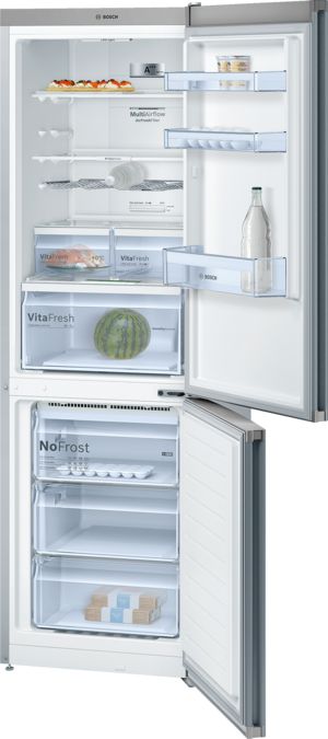Series 4 Free-standing fridge-freezer with freezer at bottom 186 x 60 cm Stainless steel (with anti-fingerprint) KGN36XI46 KGN36XI46-1
