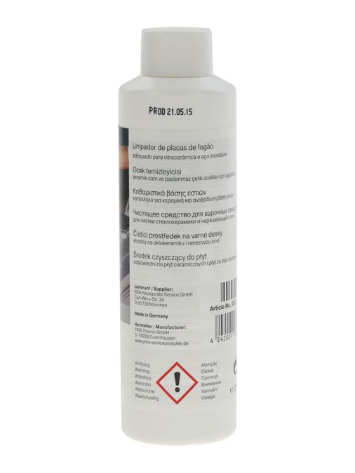 Limpiador para placas También recomendado para inducción y encimeras de acero inoxidable y gas Sustituido por 00311896 00311499 00311499-3