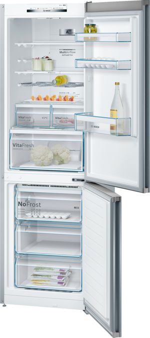 Serie | 4 Szabadonálló, alulfagyasztós hűtő-fagyasztó kombináció Inox - könnyű tisztítás KGN36VI45 KGN36VI45-1