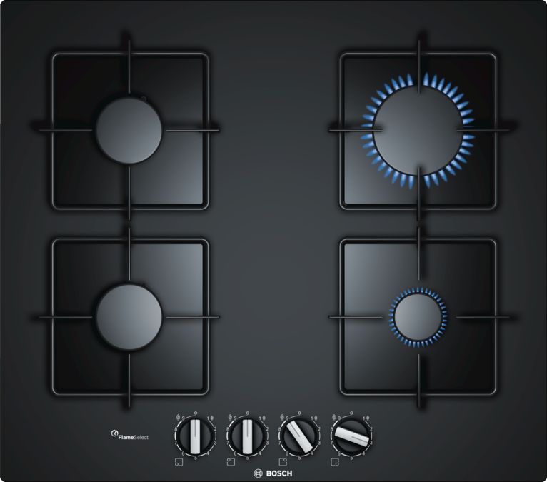 Series 6 Gas hob 60 cm Tempered glass, Black PPP6A6B10 PPP6A6B10-1