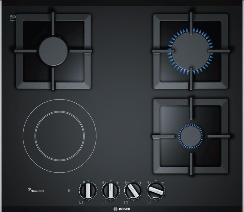 Serie 6 Kombinirana ploča za kuhanje (plin i struja) 60 cm Staklokeramika, Crna PSY6A6B20 PSY6A6B20-1