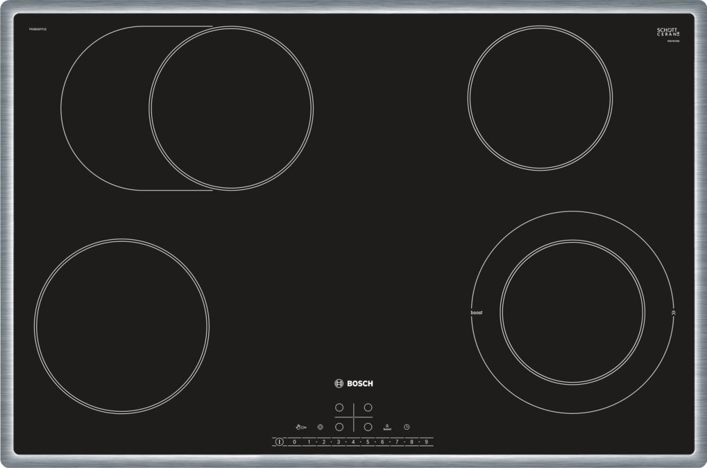 Serie 6 Elektrische kookplaat 80 cm Zwart, opbouwmontage met rand  PKN845FP1E PKN845FP1E-1
