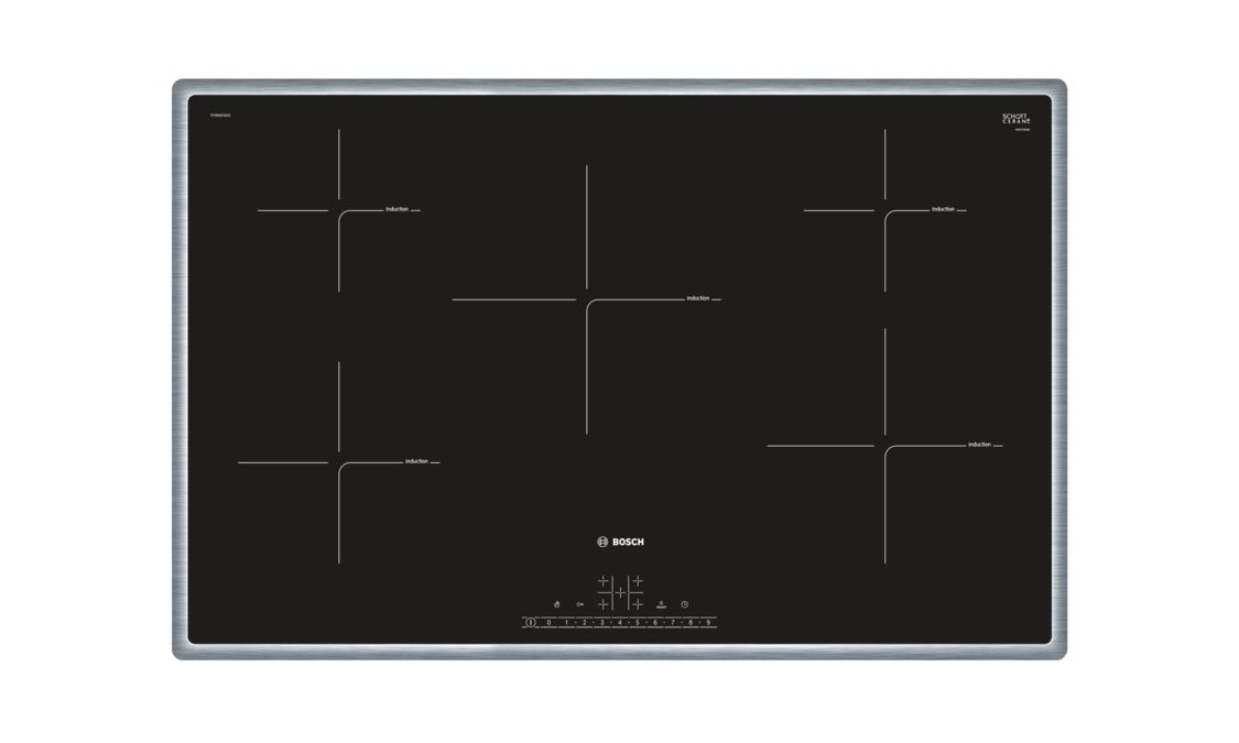 Série 6 Table de cuisson à induction 80 cm Noir, Encastrable avec cadre PIV845FB1E PIV845FB1E-1