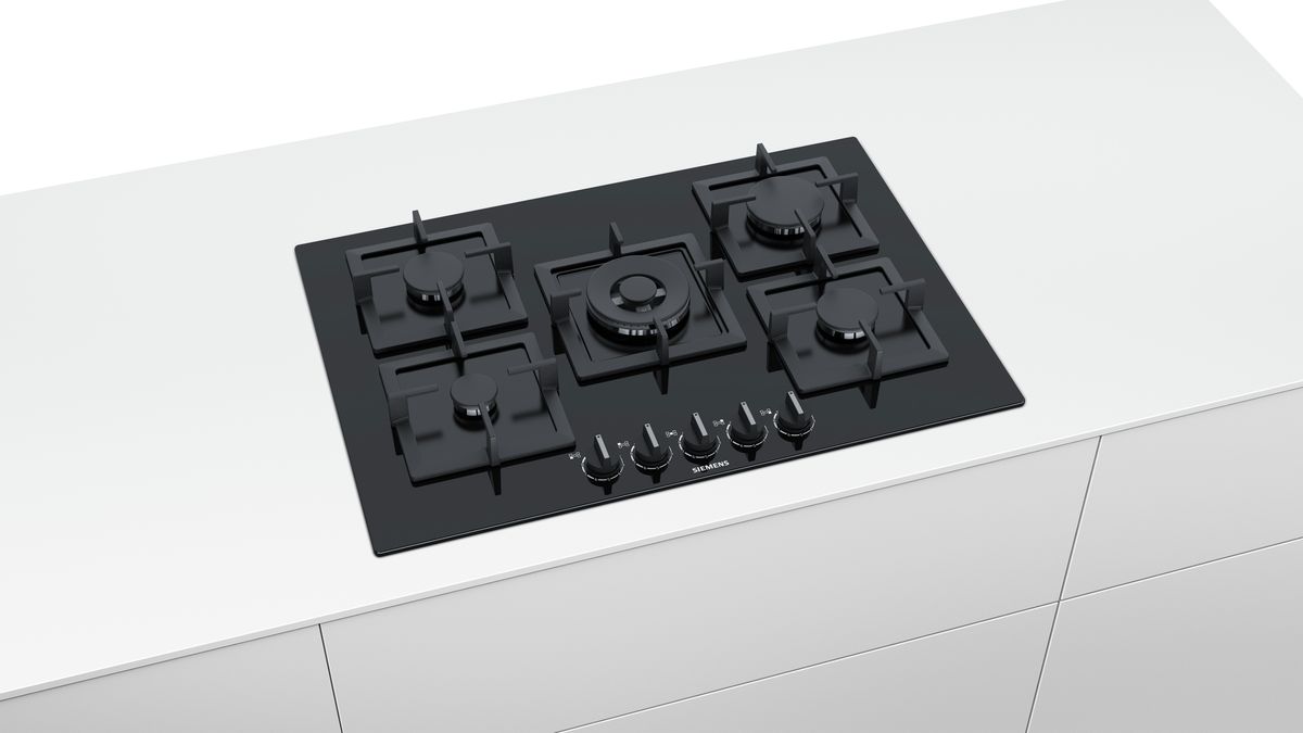 iQ500 Gashäll 75 cm Härdat glas, Svart EP7A6QB20 EP7A6QB20-6