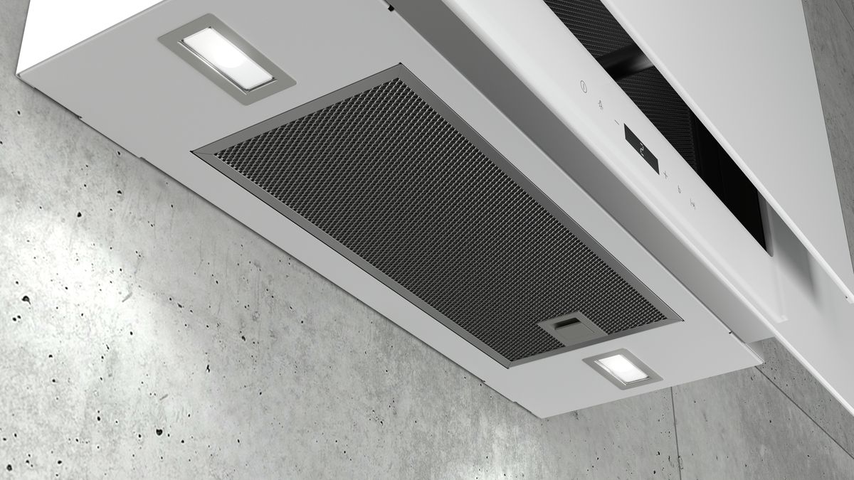 iQ500 Vägghängd köksfläkt 90 cm Klarglas med vitt tryck LC97FLP20 LC97FLP20-3
