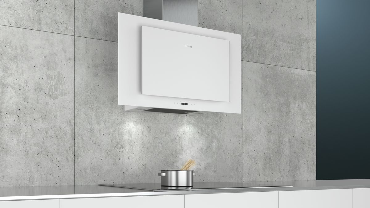 iQ500 Vägghängd köksfläkt 90 cm Klarglas med vitt tryck LC97FLP20 LC97FLP20-5