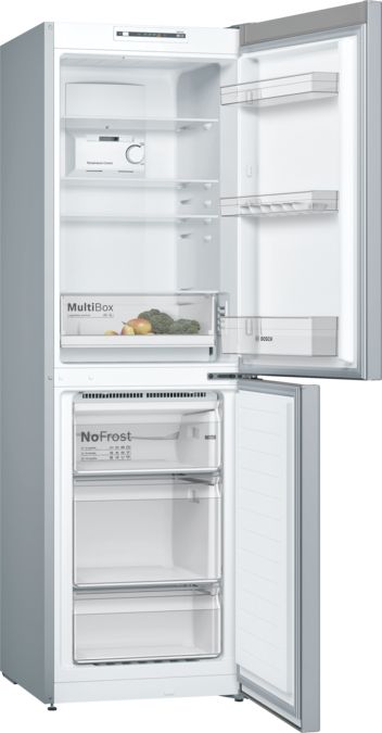 Serie | 2 Free-standing fridge-freezer with freezer at bottom 186 x 60 cm Inox-look KGN34NL3AG KGN34NL3AG-2