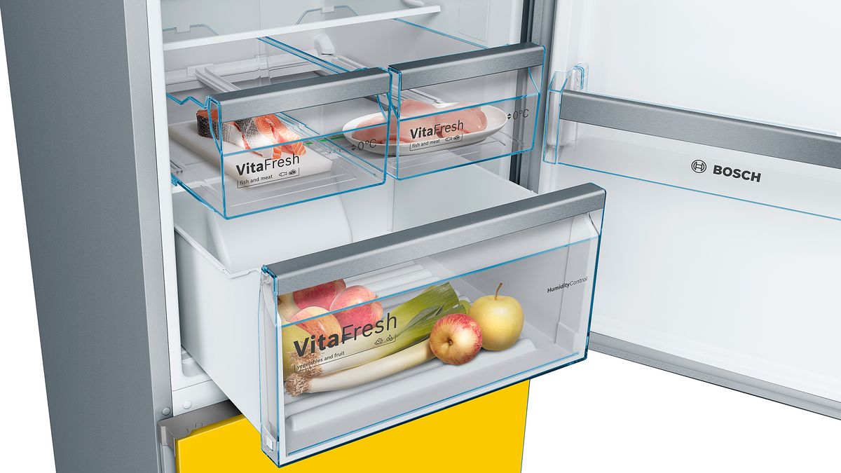 Serie | 4 Set voľne stojace kombinované chladničky s mrazničkou dole a meniteľnými farebnými krytmi KGN36IJ3A + KSZ1AVF00 KVN36IF3A KVN36IF3A-6