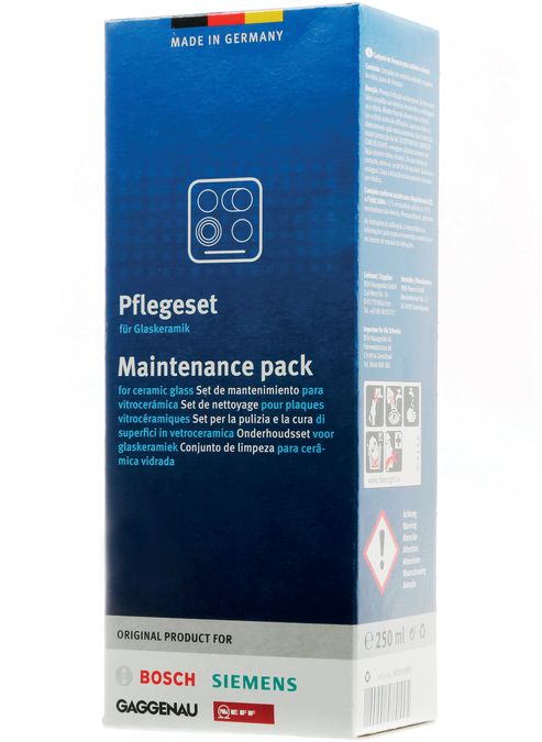 Ceramic glass care Maintenance pack for ceramic glass and induction hobs Successor of 00311502. Region: WEST 00311900 00311900-2