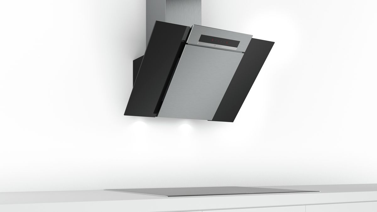Serie | 4 Wall-mounted cooker hood 80 cm clear glass black printed DWK87BM60B DWK87BM60B-4
