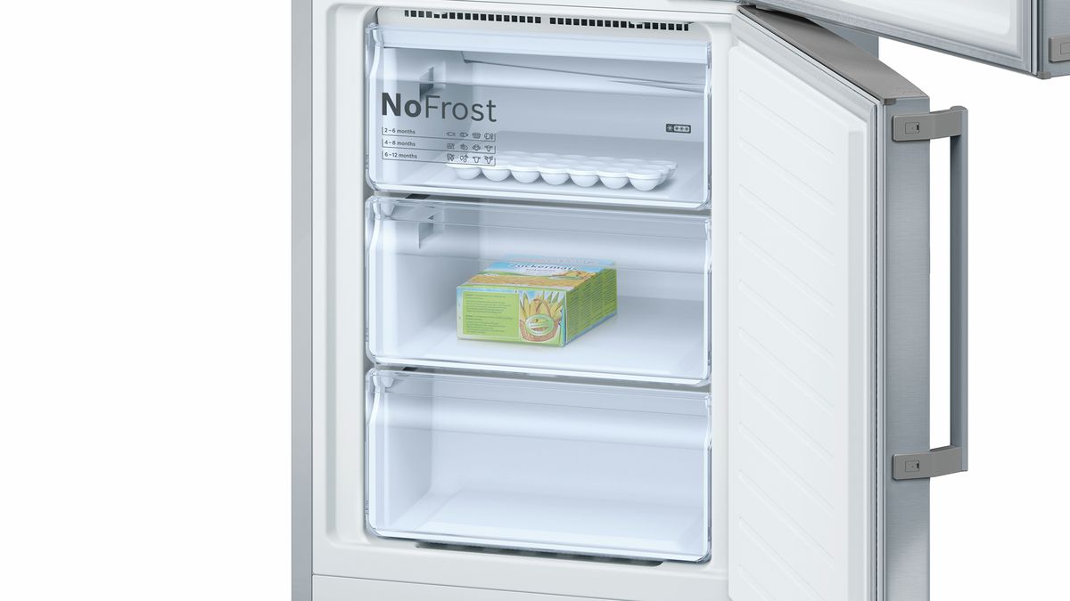 Serie | 4 Samostojeći hladnjak sa zamrzivačem na dnu 203 x 60 cm Nehrđajući čelik (s premazom protiv otisaka prstiju) KGN39XI46 KGN39XI46-4