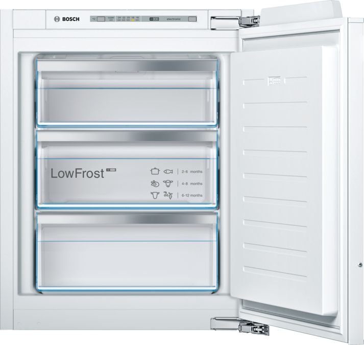 Réfrigérateur encastrable Neff 70 cm : NOFROST, charnières plates SoftClose.