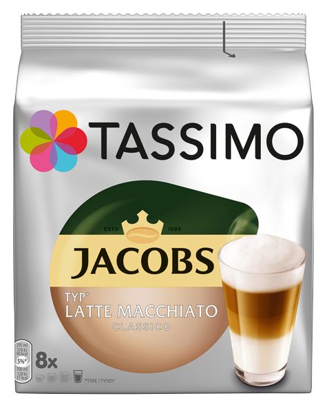 Coffee Tassimo T-Discs: Jacobs Latte Macchiato Classico Pack of 8 drinks 00467148 00467148-1