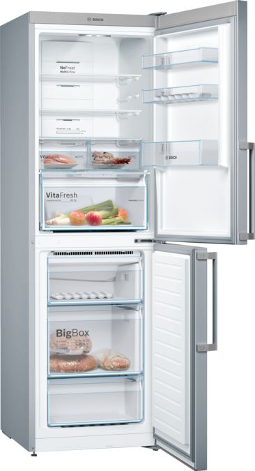 Serie | 4 Free-standing fridge-freezer with freezer at bottom 186 x 60 cm Inox-look KGN34XL35G KGN34XL35G-1