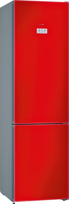 Serie | 8 Freistehende Kühl-Gefrier-Kombination mit Gefrierbereich unten, Glastür 203 x 60 cm Rot KGF39SR45 KGF39SR45-1