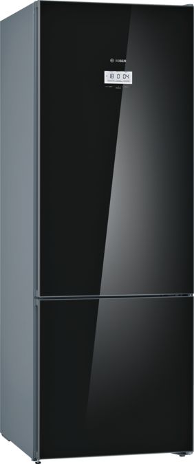 Serie | 8 free-standing fridge-freezer with freezer at bottom, glass door 193 x 70 cm Zwart KGF56SB40 KGF56SB40-1