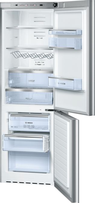 Free-standing fridge-freezer with freezer at bottom, glass door 185 x 60 cm Stainless steel KGN36S71 KGN36S71-2