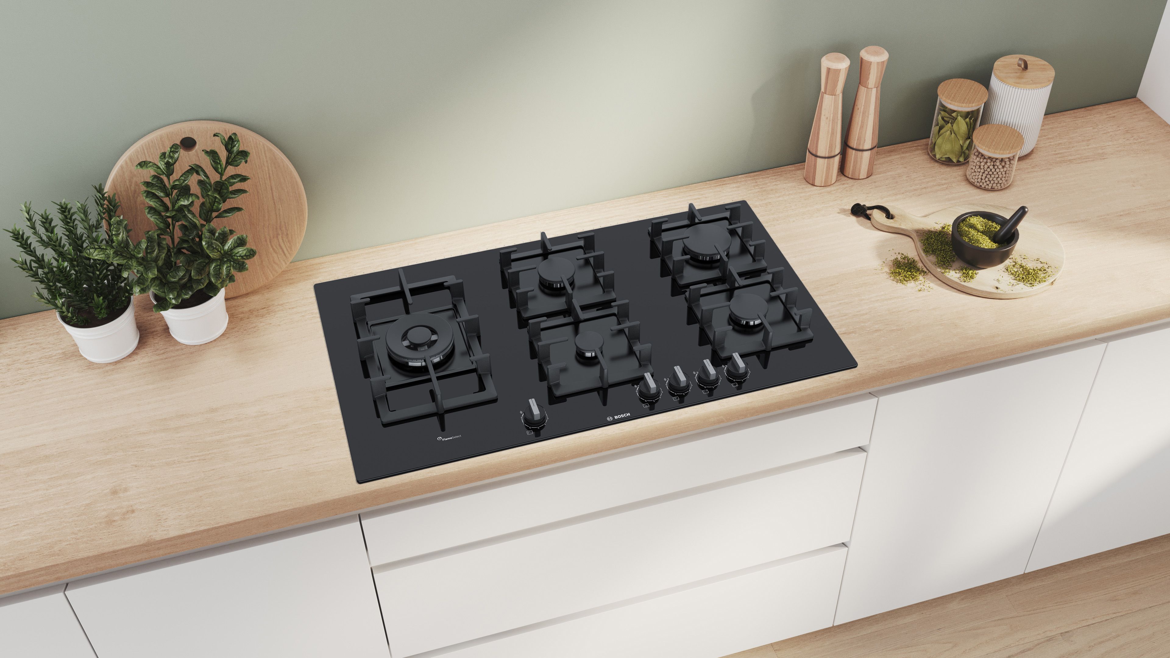 Bosch Built in Gas Hob 5 Gas Burners Black PPS9A6B90M