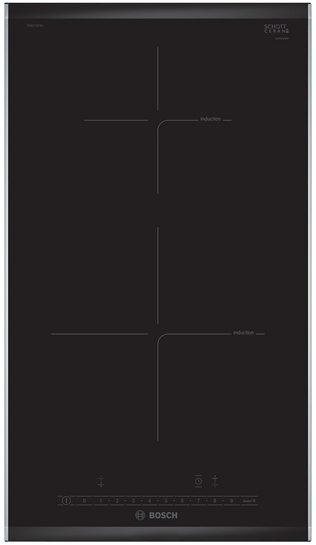 BOSCH Serie 6 Domino-Kochfeld, Induktion 30 cm Schwarz, Mit Rahmen aufliegend PIB375FB1E