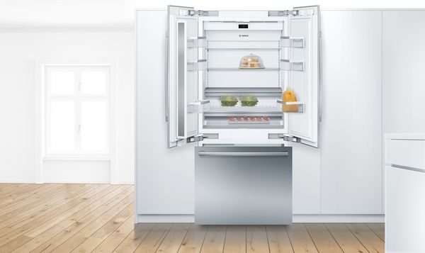 Bosch built in refrigerator with doors opened
