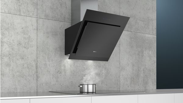 iQ300 Vägghängd köksfläkt 60 cm Klarglas med svart tryck, Svart LC67KGM60 LC67KGM60-6