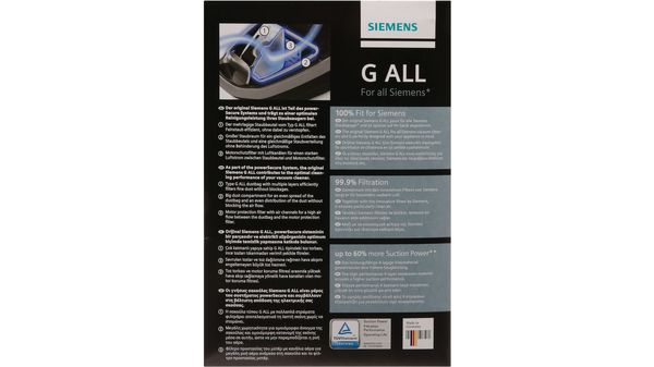 Sacs aspirateur G ALL pour tout aspirateur Siemens 17000816 17000816-2