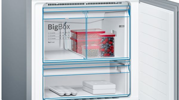 Serie | 8 free-standing fridge-freezer with freezer at bottom, glass door 193 x 70 cm Zwart KGF56SB40 KGF56SB40-6
