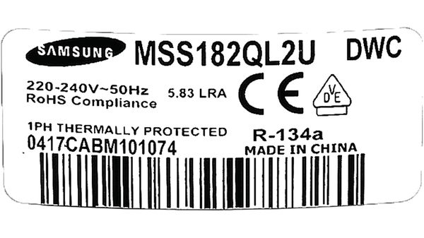 Compressor MK183Q-L2U 220-240V-50HZ 134a Substituted by MSS182QL2U 50Hz 00144498 00144498-2