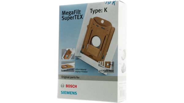 Dammsugarpåse Typ K 4 dammsugarpåsar Typ K MegaFilt® SuperTEX + 1 mikrohygienfilter 00468265 00468265-5
