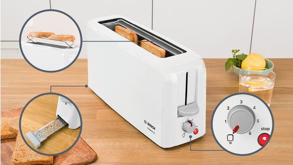 Prăjitor pâine long slot CompactClass Alb TAT3A001 TAT3A001-3