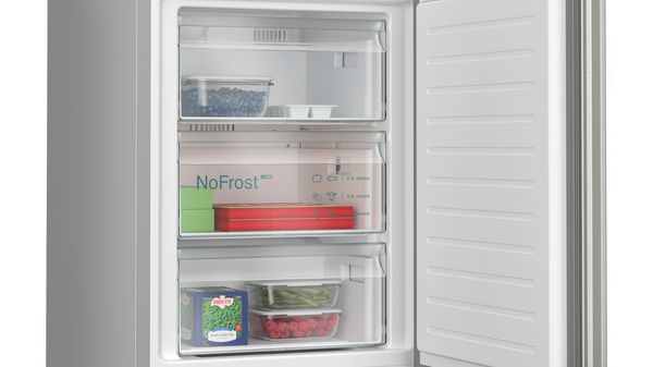iQ300 Kombinerad kyl/frys 203 x 60 cm Borstat stål med antiFingerprint KG39NXIDF KG39NXIDF-8