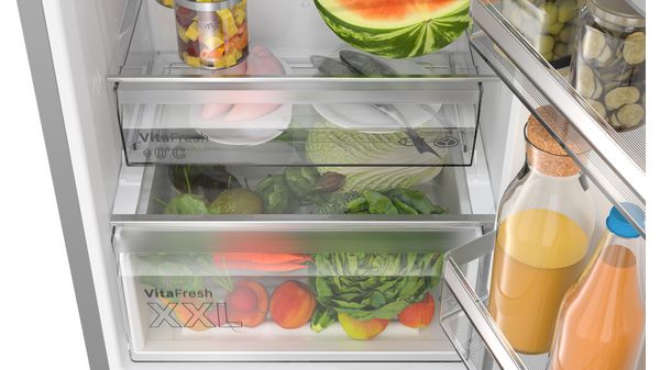 Series 4 free-standing fridge-freezer with freezer at bottom 203 x 60 cm Stainless steel (with anti-fingerprint) KGN392ICF KGN392ICF-7