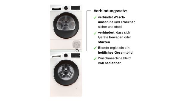 Verbindungsrahmen für Waschmaschine und Trockner ohne Schublade (Weiss) 00576101 00576101-5