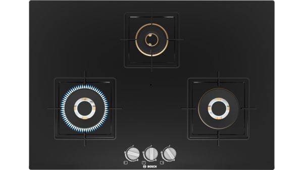 Series 4 Gas hob 75 cm Tempered glass, Black PND7B6F10I PND7B6F10I-1