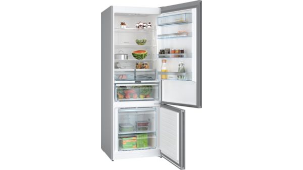 Kgn Lb E Free Standing Fridge Freezer With Freezer At Bottom Glass Door Bosch Eg