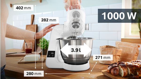 Serie 4 Robot kuchenny z wbudowaną wagą MUM 5 1000 W Biały, Srebrny MUM5X220 MUM5X220-2