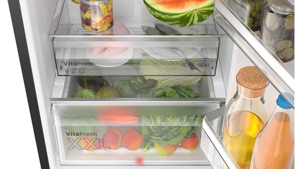 Series 4 free-standing fridge-freezer with freezer at bottom 203 x 60 cm Black stainless steel KGN39OXBT KGN39OXBT-5