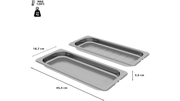 2 steam container (punched/unpunched)  35 x 454 x 187 mm dishwasher suitable HEZ66D52 HEZ66D52-2