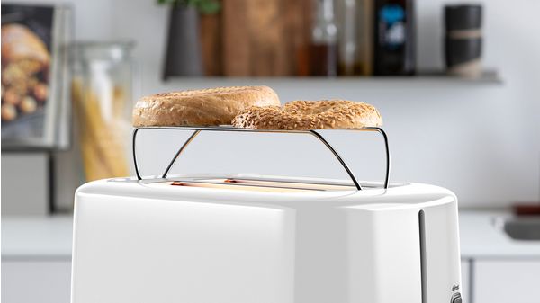 Bosch Haushalt TAT6A511 Grille-pain avec grille spéciale viennoisieries  blanc, acier inoxydable
