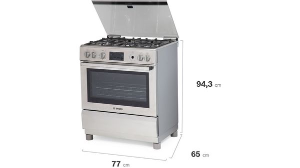 Serie 6 Cocina de gas de libre instalación PRO567 IX Acero inoxidable HSK75I45SE HSK75I45SE-7