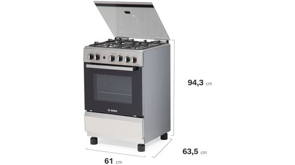 Serie 4 Cocina de gas de libre instalación PRO445-B IX Gris claro HSG45I21SE HSG45I21SE-8