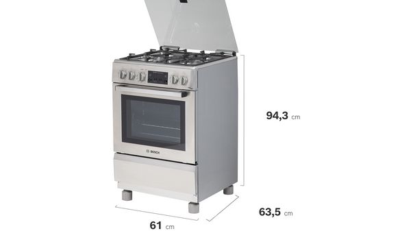 Serie 6 Cocina de gas de libre instalación PRO467 IX Acero inoxidable HSG75I42SE HSG75I42SE-8