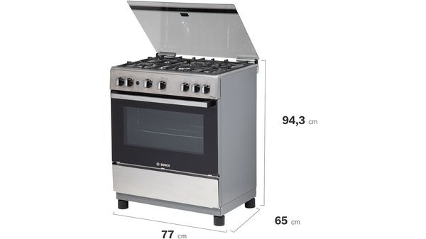 Serie 2 Cocina de gas de libre instalación PRO525-B IX Acero inoxidable HSK45I20SE HSK45I20SE-7