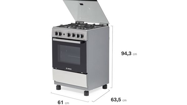 Serie 2 Cocina de gas de libre instalación PRO425 IX Gris claro HSG15I22SE HSG15I22SE-8